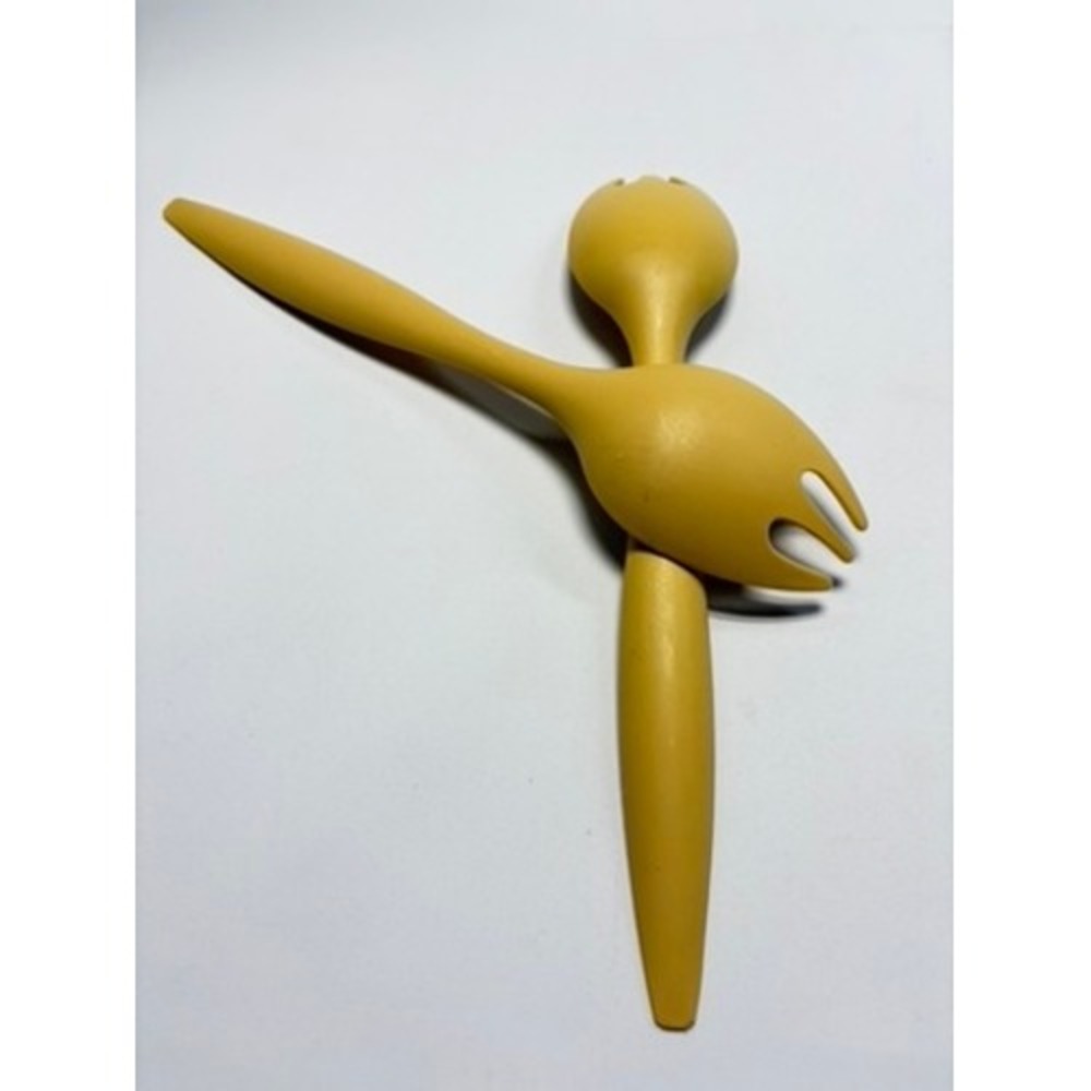 Vintage Tupperware Harvest Gold Salad Servers Sporks & Spoons Set of 4 1970s